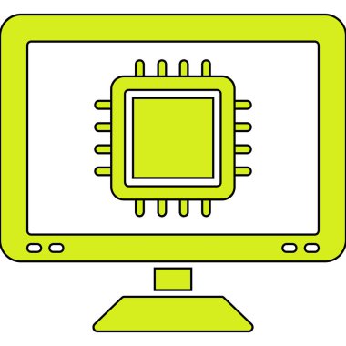 Bilgisayar teknolojisi simgesi. Grafik dijital aygıtlar ve bilgisayar teması. Yalnız tasarım. vektör illüstrasyonu