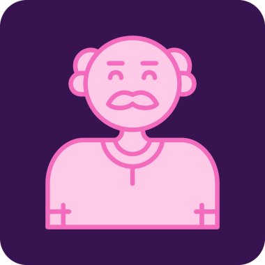 Beyaz arka planda izole edilmiş şapka ikonundaki renkli adam. eğilim biçimi