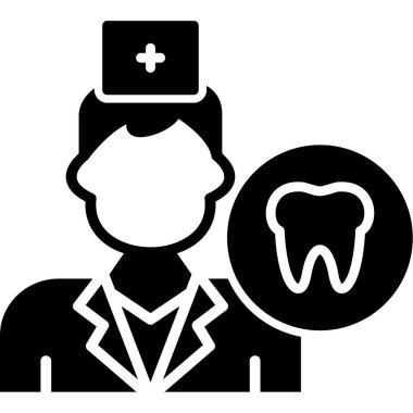 Bir erkek ve bir kadın doktor ikonu olan diş, vektör illüstrasyonu