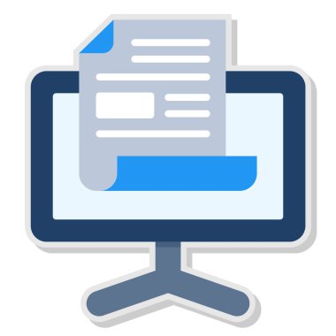 Kağıt ve notlarla dolu bir laptop. vektör illüstrasyonu