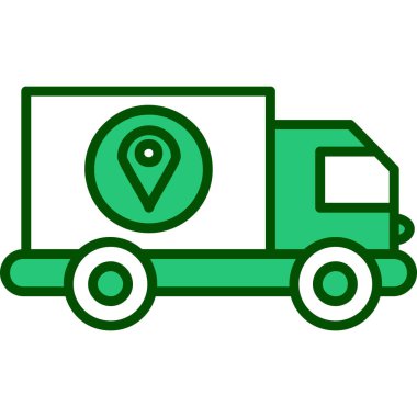 Teslimat kamyonu ikonu. Web için nakliye kamyonu vektör simgelerinin özet çizimi