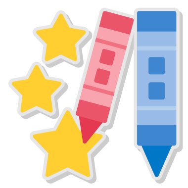 Kalem ve cetvel. Web simgesi basit illüstrasyon