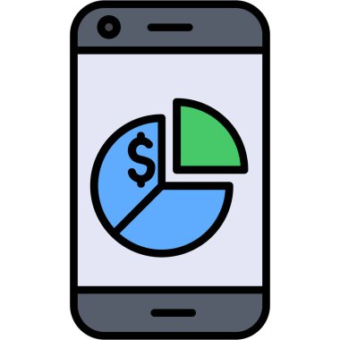 Pasta grafiği ve pasta grafiği çizelgesi resimli akıllı telefon