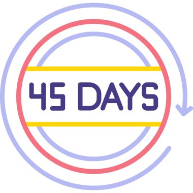 45 gün geri sayım simgesi, 46 gün, vektör çizgisi illüstrasyonu