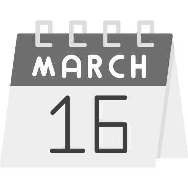 25 Mart takviminin düz simgesi