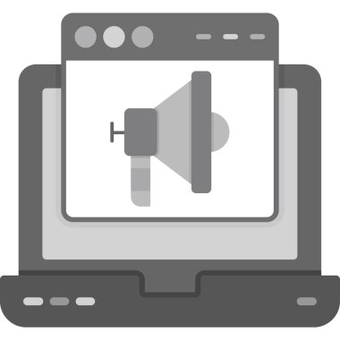 Mikrofon ikonuyla video görüşmesi. Web için mikrofon vektör simgesi ile video konferansının basit bir illüstrasyonu