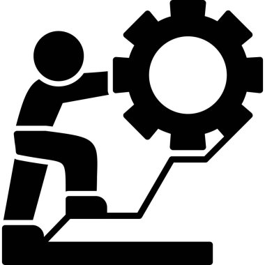 Teçhizatla çalışan insanın minimalist vektör simgesi