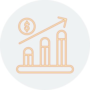 Turuncu renkli bir çemberin içindeki dolar işaretinin vektör simgesi