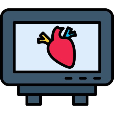 Kalp monitörü ikonu. Web için izleyici vektör simgelerinin özet çizimi