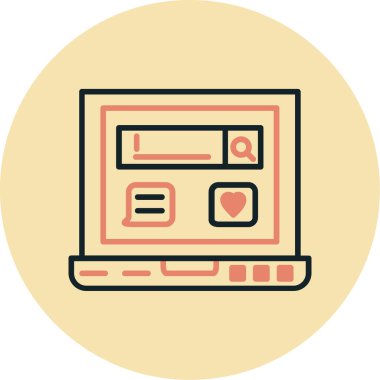 Tarayıcı web tasarım simgesi doldurulmuş ana hatlar biçiminde