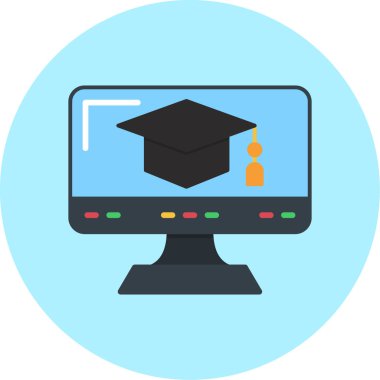 bilgisayar eğitimi web simgesi düz biçimli