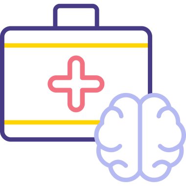 Beyin sağlığı sağlık ikonu - ana hatlar biçiminde