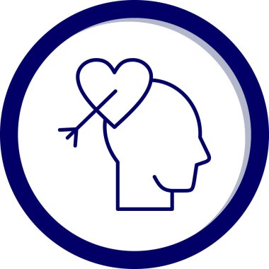 kalp kafa yuvarlak vektör simgesi