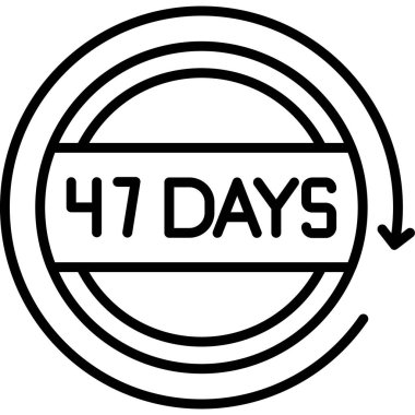 45 günlük siyah simge, izole edilmiş arkaplanda vektör illüstrasyon işareti, konsept vektör işareti