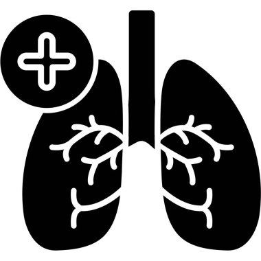 Akciğer vektör simgesi. biçim düz sembol, gri renk, yuvarlak açılar, beyaz arkaplan.