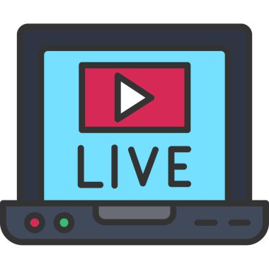 canlı yayın vektör simgesi düz renk
