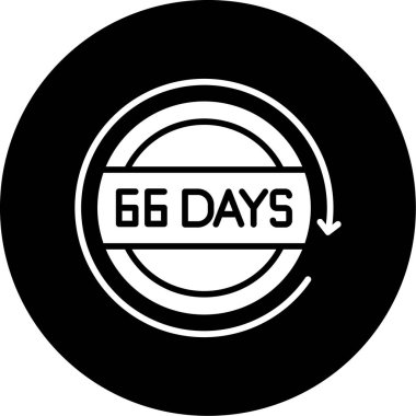 566 gün siyah simge, beyaz arkaplanda daire vektör işareti