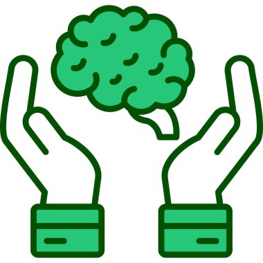 El simgesi olan insan beyni, basit vektör çizimi