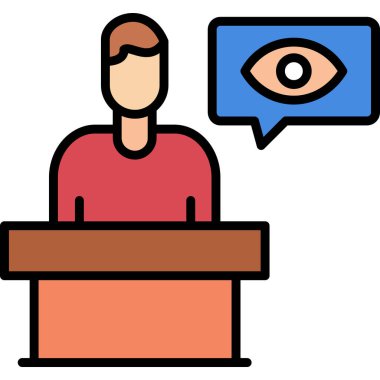 izleyici ders simgesi renk ana hatları vektörü