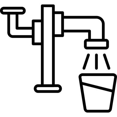 Su Musluğu Vektör Hattı Simge Tasarımı