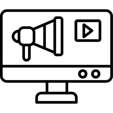 Video kamera simgesi. Beyaz arkaplanda izole edilmiş web tasarımı için video kamera vektör simgesi taslağı