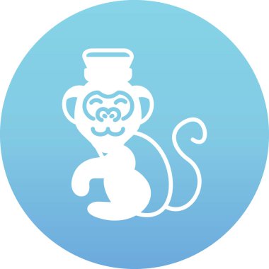 Bir fincan çayla maymun. Beyaz siluetin vektör çizimi