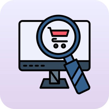 İnternet alışveriş simgesi, vektör illüstrasyonu. Alışveriş arabası.