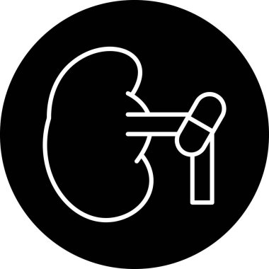 Böbrek ikonu. Beyaz arkaplanda izole edilmiş böbrek vektör simgelerinin ana hatları.