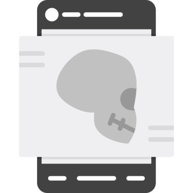 akıllı telefon ve kafatası simgesi.