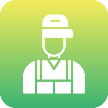 Web ve mobil uygulama için düz stil izole edilmiş vektör illüstrasyonunda işçi adam simgesi.