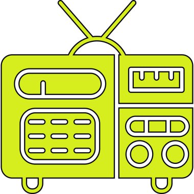 Teyp ikonlu televizyon. radyo ve televizyon vektör simgesi düz tasarım