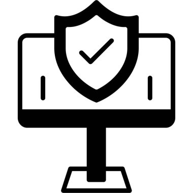 bilgisayar kalkanı simgesi, vektör illüstrasyonu