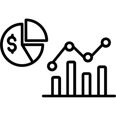 grafik ve dolar ikon vektör illüstrasyonu