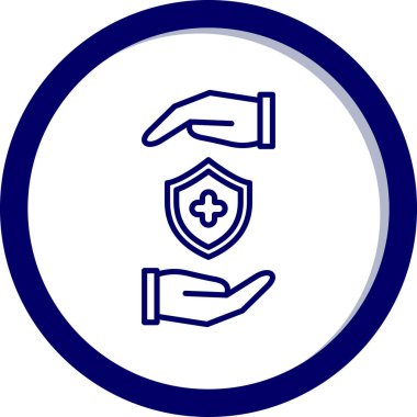 Bir kalkan simgesini tutan el, vektör illüstrasyonu