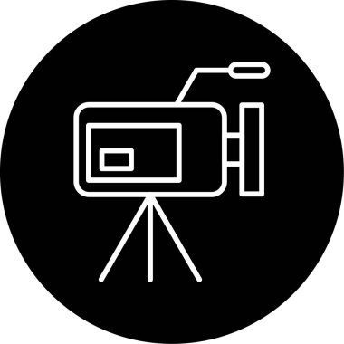 Video kamera simgesi. Beyaz arkaplanda izole edilmiş web tasarımı için fotoğraf makinesi vektör simgesi taslağı