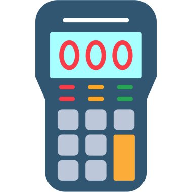 Hesap makinesi vektör simgesi. bu düz düz sembol kobalt ve cyan renkleri kullanır, yuvarlak açılar ve beyaz arkaplan üzerinde izole.