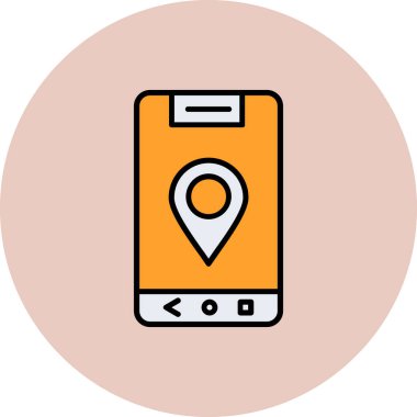 Telefon ikonlu harita işaretleyici. GPS navigasyon sembolü. vektör illüstrasyonu