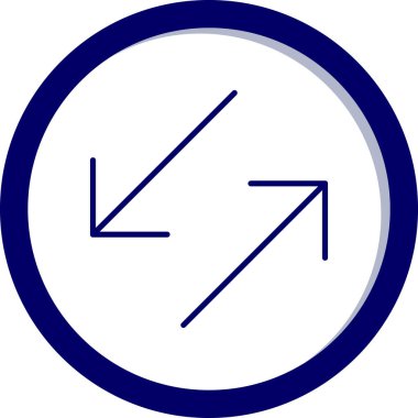 Sola vektör simgesine dön. biçim düz yuvarlak sembol, kobalt rengi, yuvarlak açılar, beyaz arkaplan.