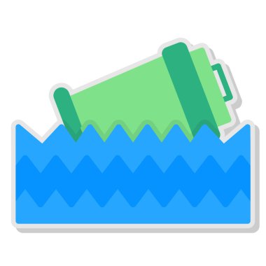 Su şişesi simgesi, çizgi film tarzı.