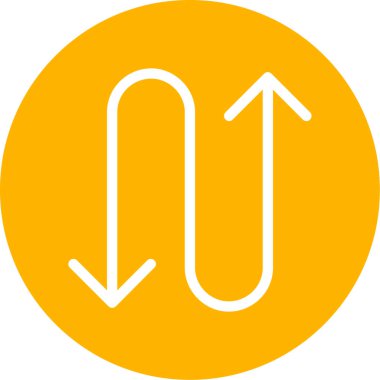 Ok aşağı vektör simgesi. Tarzıdır düz simgesi simgesi, portakal rengi, beyaz arka plan.