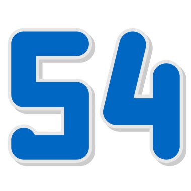 54 numara 5 mavi yazı tipi tasarımı. vektör illüstrasyonu.