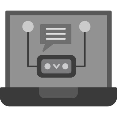 İleti içeren bilgisayar, ileti sohbet simgesi, vektör illüstrasyonu, düz, izole edilmiş