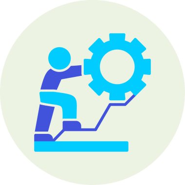 Adam dişli tekerlekle çalışıyor.