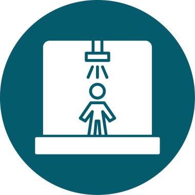 Dizüstü bilgisayar simgesi olan bir adamın vektör çizimi