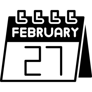 Tek bir simge takviminde 27 Şubat, basit ve temiz tasarım. Takvim 24 Şubat