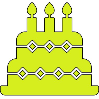 Doğum günü Keki simgesi, vektör illüstrasyonu