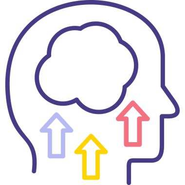 Beyni olan insan kafası. Basit tasarım