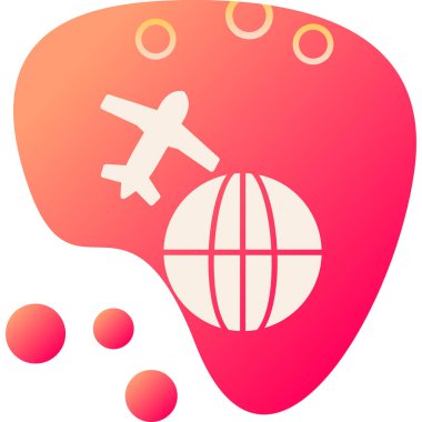 Uçan uçak ikonuna sahip beyaz dünya küresi beyaz gölgede izole edildi. Dünya gezegeninin etrafında uçan bir uçak. Geometrik dünya ikonu. kırmızı renk altıgen düğmesi