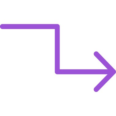 Sağ ok vektör simgesi. biçim ince çizgi simgesi, menekşe rengi, beyaz arkaplan.