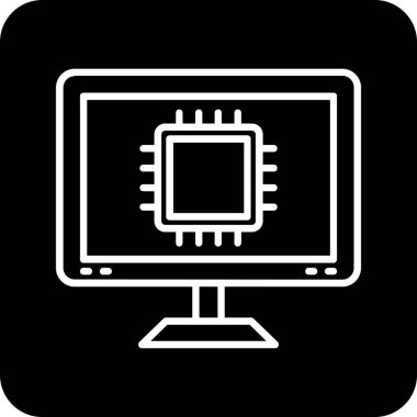 bilgisayar ekranı simgesi, vektör illüstrasyonu beyaz arkaplanda izole edildi